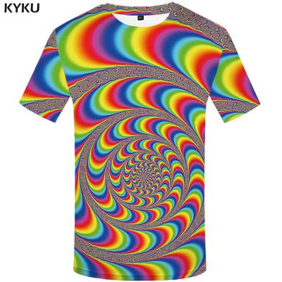 China Men Psychedelic Dizziness Anti-Wrinkle Free Sample Shirt Rainbow T-shirts Funny Colorful 3D T-shirt Printed Gothic Anime Clothes for sale