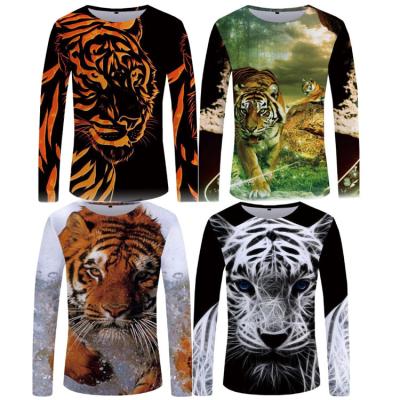 China Tiger Men's Long Shirt Flame Printing Japan Anti-wrinkle Delivery Clothing Making Punk T-shirts Cool Funny Men's Fast Rock Animals for sale