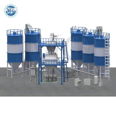 China Máquina de mistura automática de torre de tipo de mistura seca de pó de argamassa de mistura de areia de mastigação de parede de cimento de mistura de azulejos de concreto Linha de produção de cola adesiva à venda