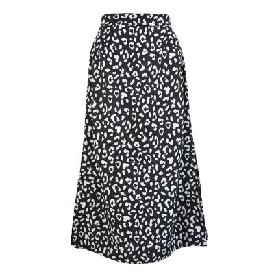 China Spring Summer Fashion Leopard Print Custom Anti-static Zipper Elegant Women's Chiffon Long Skirt Casual Skirt for sale