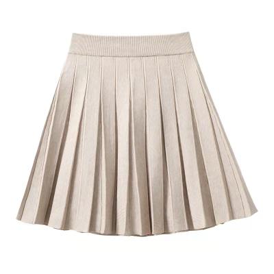 China Thick Anti-Static Stretch Waist Wholesale Black Winter Skirt Women Knitted Pleated Skirt for sale