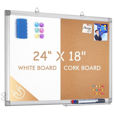 China VCW Aluminum Alloy Customhouse Supplies 24X18 Inch White Cork Trim Magnetic Dry Erase Board 2 In 1cork Board Bulletin Boards for sale