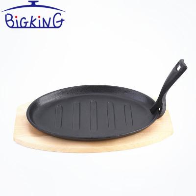 China Best Sales Height Adjustable Cast Iron Steak Grill Plate Oval Baking Dish for sale