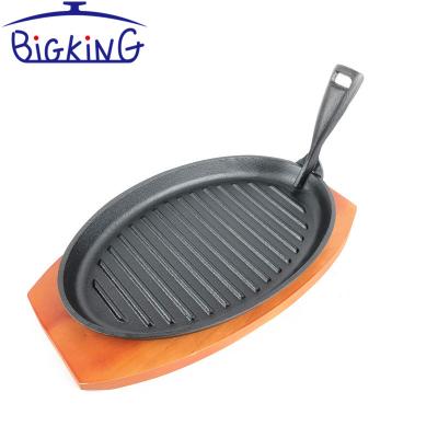 China Good Price Metal Round Barbecue Pan Stick Cast Iron BBQ Pan Not Easily Cleaned for sale