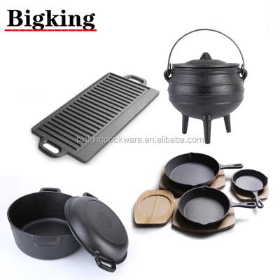 China General Use For Hot Selling Outdoor Camping Gas And Induction Cooker 4 Piece Cast Iron Cookware Set for sale