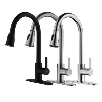 China Pull Out Spray 15YRS OEM/ODM Matte Black Kitchen Faucet Contemporary Factory Design Stainless Steel Water Faucet for sale