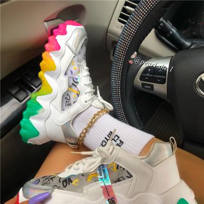 China Fashion\colorful ladies sports shoes fashion women girls shoes neon flat casual shoes comfortable\durable sneaker for sale