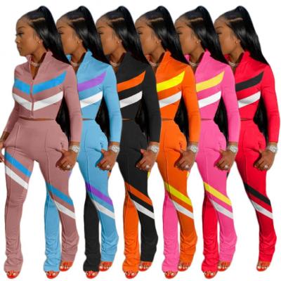 China Viable - TK6111 Drop Shipping 2021 Long Sleeve T-Shirts And Patchwork Pants Gym Sets Clothing Women Clothes for sale