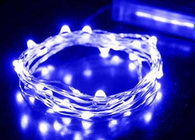 China Copper Wire Battery Operated LED Christmas String Lights White / Blue for sale