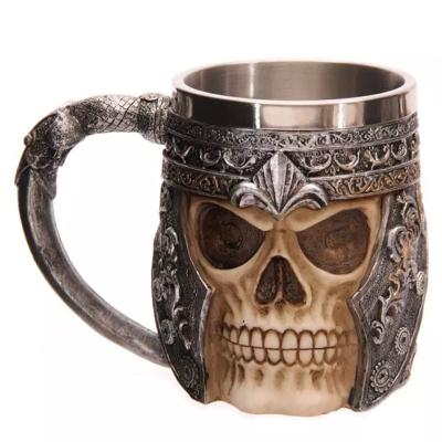 China 3d Skeleton Wine Mug for Halloween Creative Unique Skull Beer Mug Resin Mug Stainless Steel Coffee Mug for sale