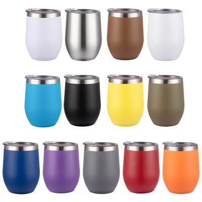 China 12oz Wine Double Wall Stainless Steel Egg Shape Travel Mug Custom Stainless Steel Wine Tumbler Cups With Lid for sale