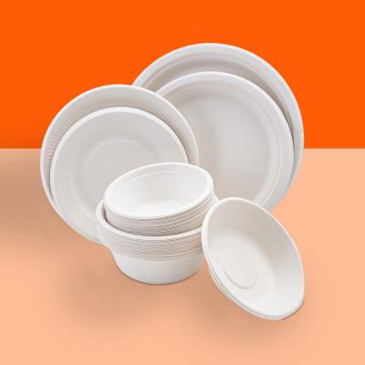 China Custom Round Non-Slip Biodegradable Disposable Soup Bowl 100% Sugarcane Paper Pulp Salad Bowl for sale