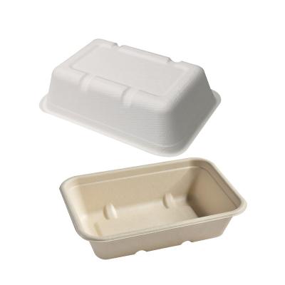 China Wholesale Anti-skid Biodegradable Eco-friendly Disposable Square Sugarcane Bagasse Paper Box Salad Packing Takeout Box for sale