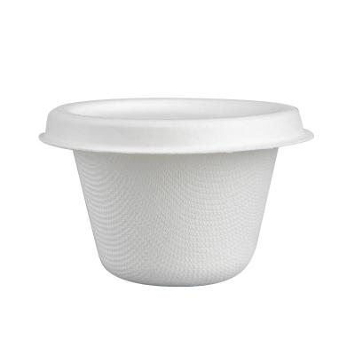 China Wholesale 1-4oz Disposable Biodegradable Anti-Slip Paper Cup Dip Box 2oz Small Bagasse Pulp Sauce Cup With Lid for sale