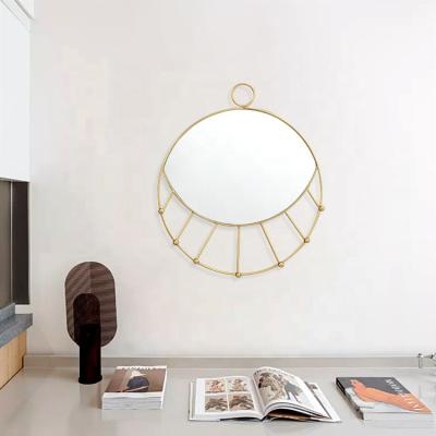 China Metal Hanger Decorative Round Mirror Gold Unique Design Multi Bathroom Wall Mirrors Home Decor for sale