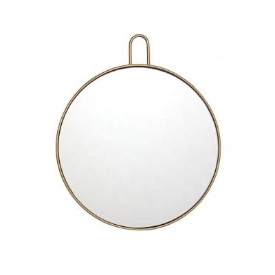 China Round Shape Decorative Gold Mirror Metal Living Room Easy Hanging Mirrors for sale