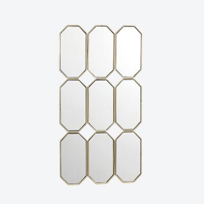 China Decorative Metal View Fancy Wall Mirror Honeycomb Shape Design Large For Living Room for sale