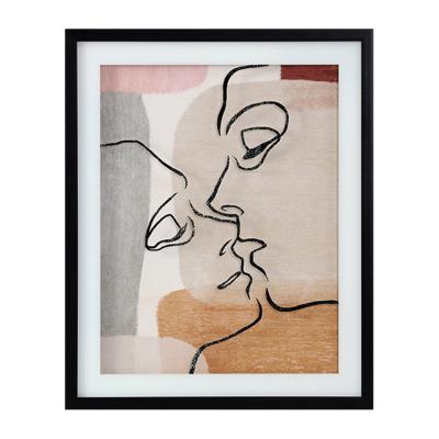 China New Abstract Kiss Picture Printed Bedroom Glass Bathroom Wall Hanging Board MDF Decor Home Wall Art Framed for sale