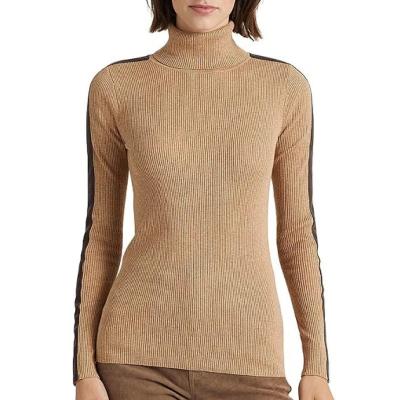 China Anti-wrinkle Custom Round Neck Oversized Plain Ribbed Knit Plus Size Turtleneck pullover women Long Sleeve Sweater for sale