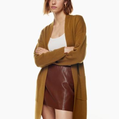 China Anti-wrinkle 2022 Customization brownv-nevk overcoat 100%Merino Wool women's cardigan sweater for sale