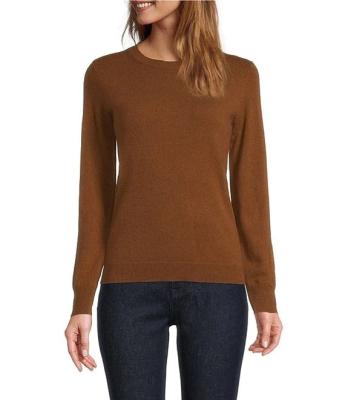 China Breathable Custom 100%Cashmere Crew Neck Pullover Long Sleeve Sweater winter clothes for women for sale