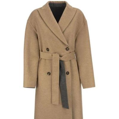 China Breathable 2022 winter Luxury 100% cashmere Handmade long cardigan Women's Natural Reversible Cashmere Coat for sale