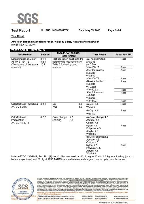 ANSI/ISEA 107-2015 - Suzhou HengGuang Garments CO., Ltd.