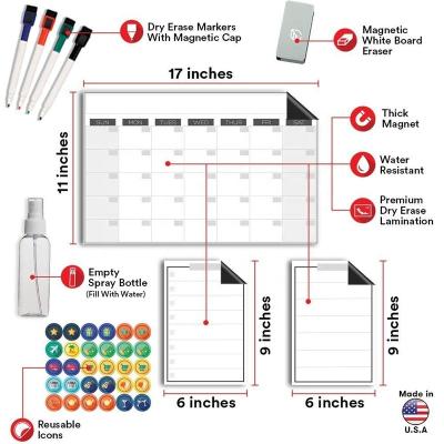 China Amazon Durable Nano Dry Erase Monthly Premium Custom Magnetic Calendar For Fridge for sale