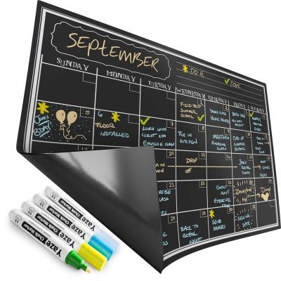 China Home Stain Resistant Magnetic Dry Erase Black Board With Bright Neon Chalk Markers for sale