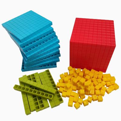 China Durable 121pcs Math Decimal Counters Class Number Set Blocks Math Cubes ABS Plastic Base Ten Blocks For Students for sale