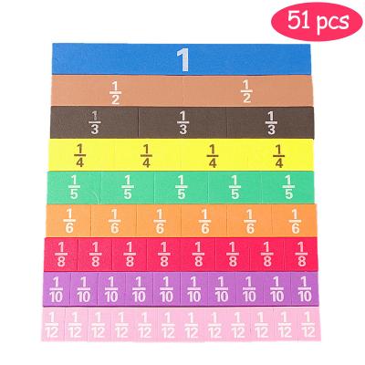 China Magnetic Montessori Kids Math Toy 51pcs Foam Magnetic Rainbow Fraction Tiles for sale