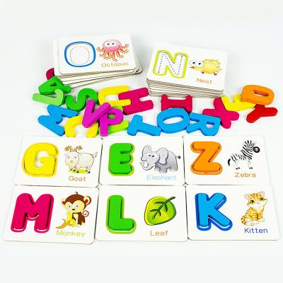 China Promotion 26pcs Wooden Alphabet Flash Card English Spelling Letters Set 2320 for sale