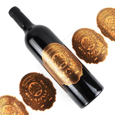 China Brand Waterproof Luxury Light Weight Engraving Process Design Custom Self Adhesive Polishing Original Wine Label for sale