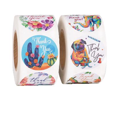 China Waterproof Custom Hot Sale Printing Thank You Stickers Flower Rolls Custom Printing Self Adhesive Packaging Labels Stickers for sale