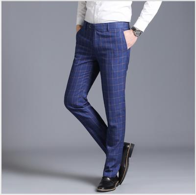 China Men's Formal Pants Simple Thin Men's Suit Pants Woolen Plaid Business Dress Pants Anti-Static Men's Pants for sale