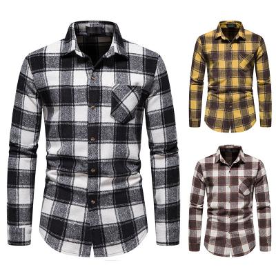 China Anti-pilling Men's Winter Thick Warm Shirts Fashion Woolen Flannel Casual Shirts Men for sale