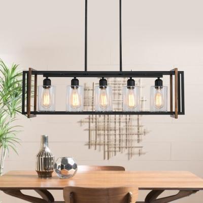 China Wholesale Price Modern Nordic Rectangular Pendant Wooden Unique Hanging Light for sale