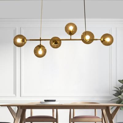 China Modern Nordic Modern Hotel Lighting Chandelier Brass Copper Lamp White Glass Ball Led Pendant Light for sale