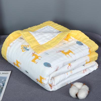 China Hot Selling Anti-Pull 120*120 4 Diapers Muslin Baby Wraps Bamboo Blanket 70% 30% Cotton for sale