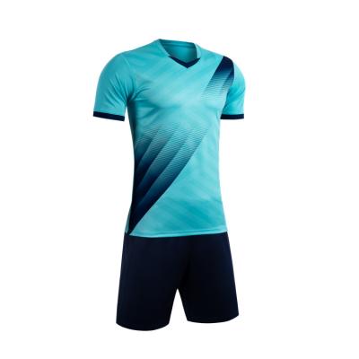 China Light Blue Quick-Drying Soccer Jersey Set Latest Design Custom Kids and Adult Soccer Jersey for sale