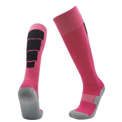 China Breathable Wholesale Anti-slip White Pink Soccer Socks Breathable White Sport Mens Soccer Socks for sale