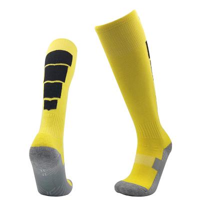 China Breathable Men Sport Long Yellow With Black Soccer Socks for sale