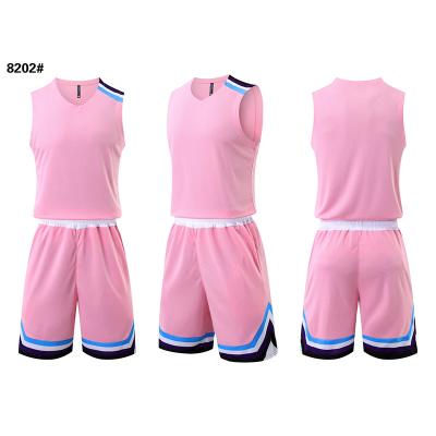 China Breathable Good Quality Mens Pink Basketball Suits Plus Size Sports Basketball Tank Top for sale