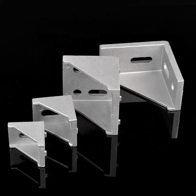 China Industrial Wholesale T Slot Access Fixing Universal Corner Shelf Bracket Right Angle Corner Connector Aluminum Corner Support Right Angle Bracket for sale