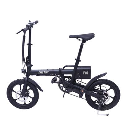 China Aluminum Alloy 16 Inch Folding Black Electric Dirt e Road Mountain Bike Ebike 32KM/H 30-45KM Mileage Hybrid City Bike for sale