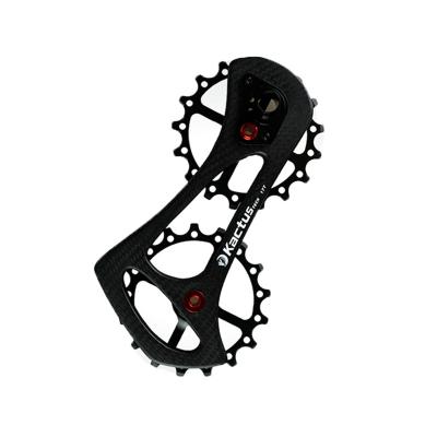 China Road Bike Carbon Fiber Derailleur Steel Cage With 16T 16T Pulley Ceramic Oversize Bottom Wheel for sale