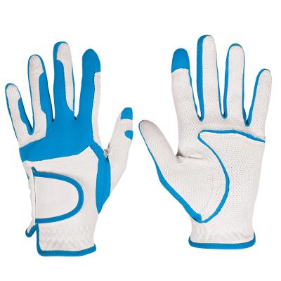 China Leather Custom Logo Mens Durable White Color Sheepskin Golf Gloves Golf Gloves for sale