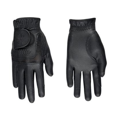 China Ladies Comfortable Riding Gloves Black Leather Breathable Horse Riding Gloves for sale