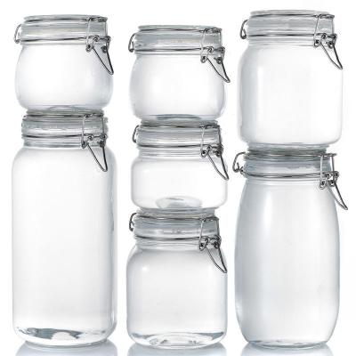 China Contemporary Factory Direct China Unique Glass Jars Glass Jar With Glass Lid Cheap Airtight for sale