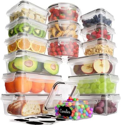 China Other 16pcs Clear Reusable Durable Kitchen Pantry 16 Pcs Set Transparent Airtight Dry Food Storage Plastic Containers for sale